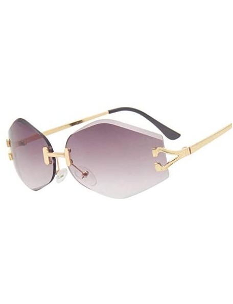 Square Rimless Sunglasses Women Sun Glasses Female Summer Brown Red Gradient Shades UV400 Metal - 2 - C218Y5CKAO9 $25.44