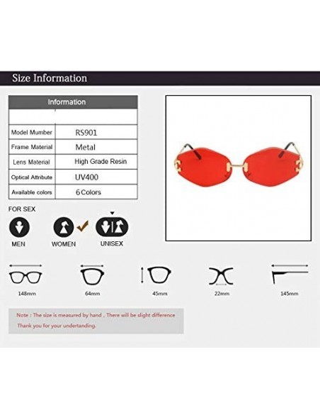 Square Rimless Sunglasses Women Sun Glasses Female Summer Brown Red Gradient Shades UV400 Metal - 2 - C218Y5CKAO9 $25.44