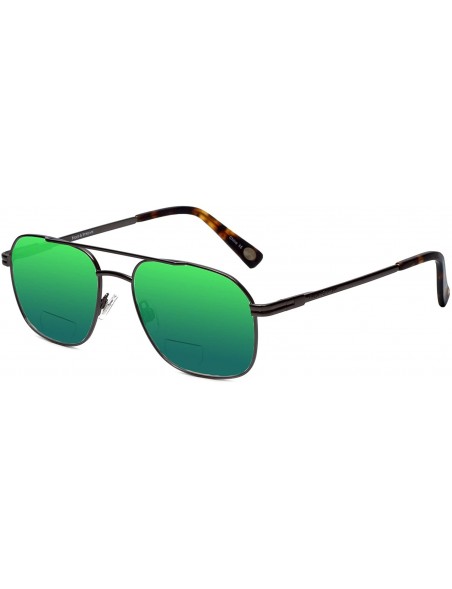 Aviator Teton FS-011 Designer Polarized Bi-Focal Sunglasses in Gunmetal 57mm - Green Mirror - CG18DKW30LT $56.24
