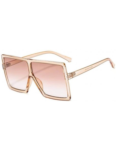 Square Vintage Oversizd Sunglasses Women Square Sunglasses Transparent Pink Blue Frame Sun Glasses Fashion Shades - CV18U690A...