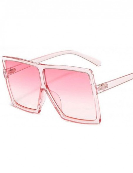 Square Vintage Oversizd Sunglasses Women Square Sunglasses Transparent Pink Blue Frame Sun Glasses Fashion Shades - CV18U690A...