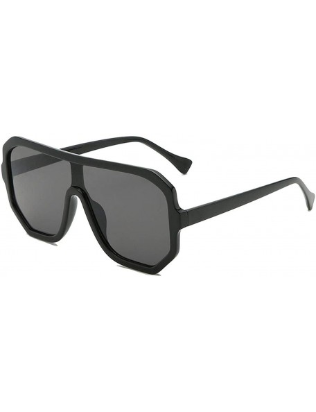 Square Big Square Sunglasses Women Vintage Oversized Sun Glasses Goggles Fashion Eyewear UV400 Oculos 9030 - Black Grey - C41...
