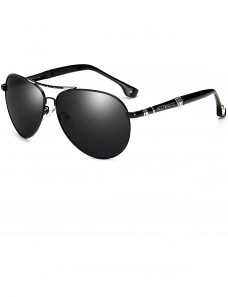 Aviator Classic Sunglasses Fashion Polarized Pilot Metal Frame 6 Color Golf Phishing Shading Mirror - Black Silver - CA1867UO...