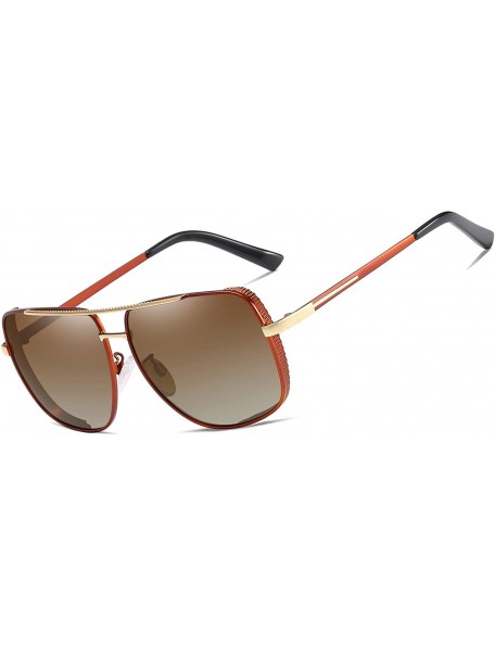 Square Polarized Square Sunglasses for Men Al-Mg Driving Sun Glasses Womens - Brown Brown - C91953XXRQT $18.28