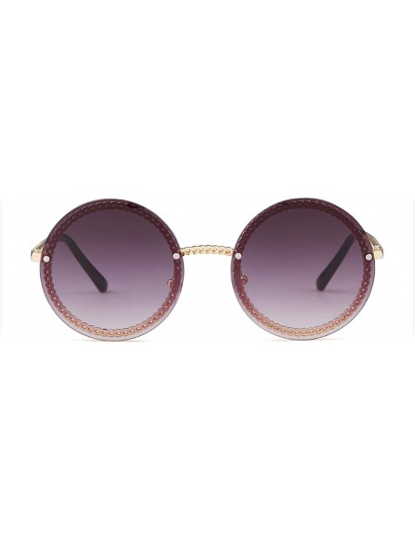 Round Vintage Fashion Round Sunglasses Women Luxury Design Retro RimlFrame Sun Glasses Shades NO Chain S018 - C2197Y72KH6 $36.69