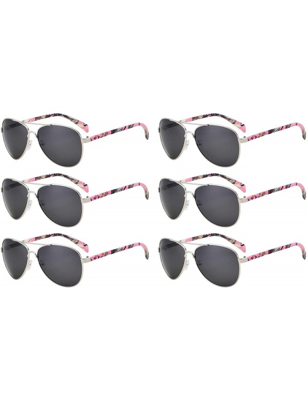 Aviator Pink Camouflage Polarized Sunglasses for Women Western Design - 6 Pack Pink Camo Frame - Smoke Lens – Medium - CE18LZ...