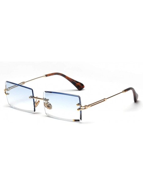 Square Rectangle Sunglasses Women Rimless Square Sun Glasses for Women Christmas Gifts - Gold With Blue - CY18YYRYU4D $15.13