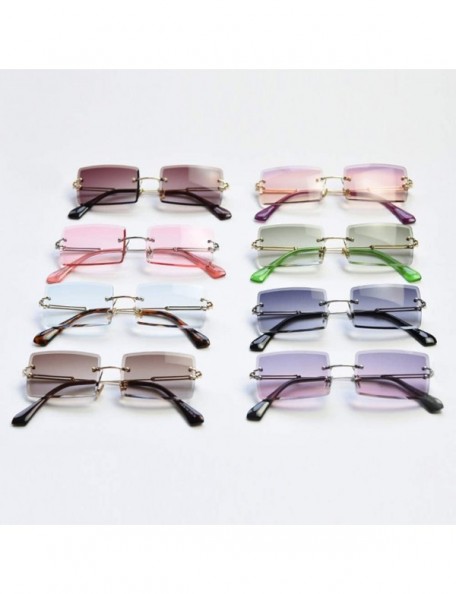 Square Rectangle Sunglasses Women Rimless Square Sun Glasses for Women Christmas Gifts - Gold With Blue - CY18YYRYU4D $15.13