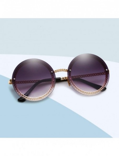 Round Vintage Fashion Round Sunglasses Women Luxury Design Retro RimlFrame Sun Glasses Shades NO Chain S018 - C2197Y72KH6 $36.69