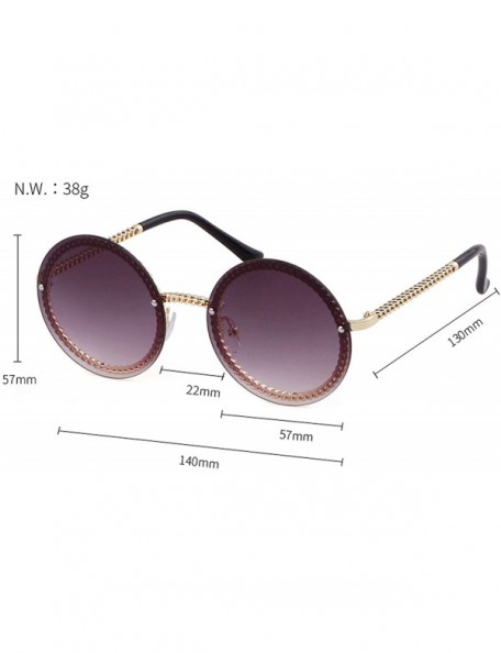 Round Vintage Fashion Round Sunglasses Women Luxury Design Retro RimlFrame Sun Glasses Shades NO Chain S018 - C2197Y72KH6 $36.69