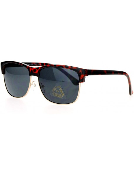 Rectangular Unisex Designer Fashion Sunglasses Half Rim Style Oval Rectangular - Tortoise - CB125FMQVMZ $12.51