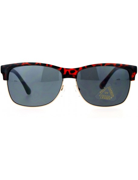 Rectangular Unisex Designer Fashion Sunglasses Half Rim Style Oval Rectangular - Tortoise - CB125FMQVMZ $12.51