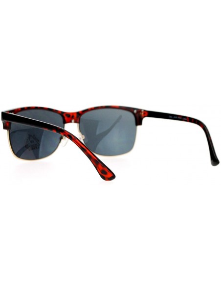 Rectangular Unisex Designer Fashion Sunglasses Half Rim Style Oval Rectangular - Tortoise - CB125FMQVMZ $12.51