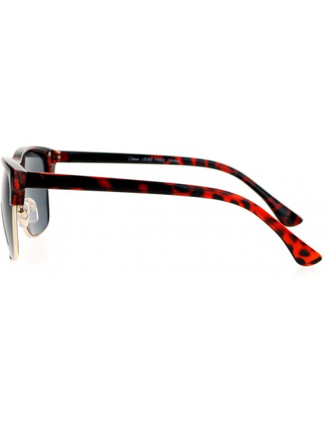 Rectangular Unisex Designer Fashion Sunglasses Half Rim Style Oval Rectangular - Tortoise - CB125FMQVMZ $12.51