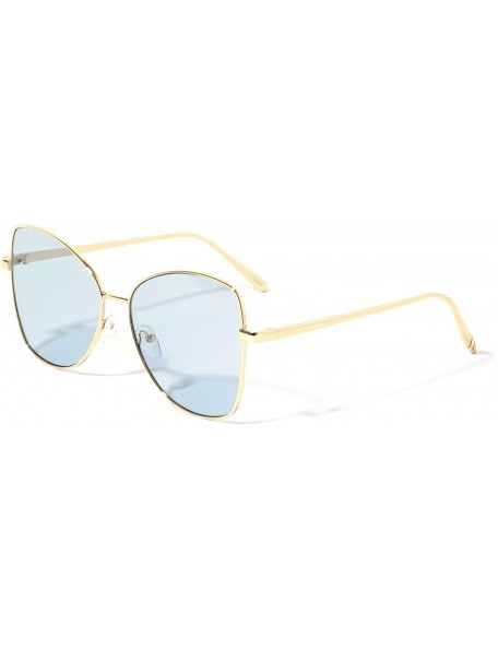 Butterfly Belgrade Flat Thin Frame Butterfly Sunglasses - Blue Gold - CS1972GYDK0 $16.35