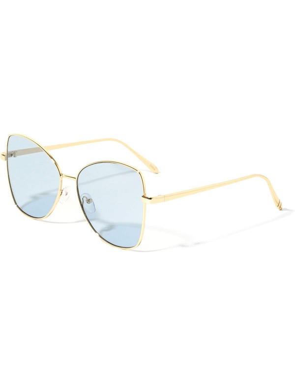 Butterfly Belgrade Flat Thin Frame Butterfly Sunglasses - Blue Gold - CS1972GYDK0 $16.35