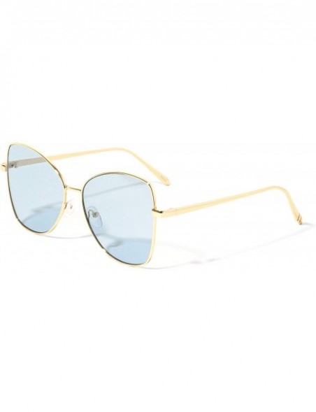 Butterfly Belgrade Flat Thin Frame Butterfly Sunglasses - Blue Gold - CS1972GYDK0 $16.35