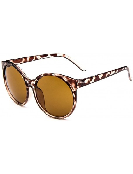 Goggle Women's S5057 Full Frame Iridium Coated Mirrored Lens Round 58mm Sunglasses (leopard+brown) - C711ZB8VSGX $10.83