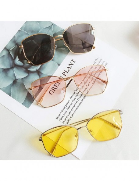 Round 2019 Retro Irregular Sunglasses Women Metal Transparent Sun Glasses UV400 Oversized Sunglases Eyewear - C419854S8Y3 $15.94