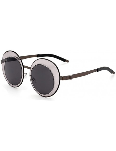 Wrap new style womans Sunglasses Double ring flower shape Round sunglasses - Black - CD188086OTY $13.50
