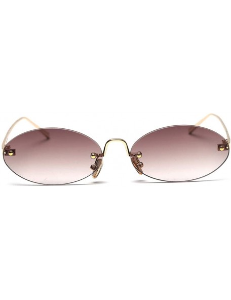 Rimless Retro Oval Sunglasses Ladies Gift Items Round Rimless Sun Glasses for Men Metal - Gold With Brown - CL18UZUU2MO $9.24