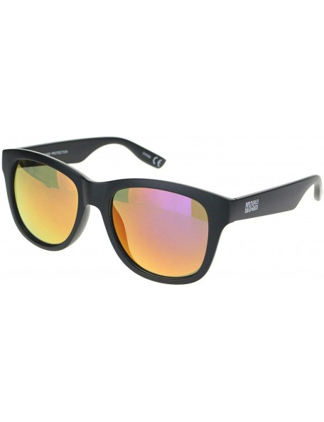 Square Kush Sunglasses Classic Black Square Frame Mirrored Lens Unisex Shades UV 400 - Matte Black (Purple Mirror) - C9196CC3...
