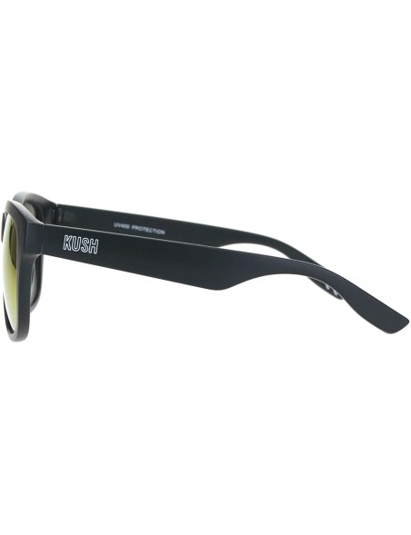 Square Kush Sunglasses Classic Black Square Frame Mirrored Lens Unisex Shades UV 400 - Matte Black (Purple Mirror) - C9196CC3...