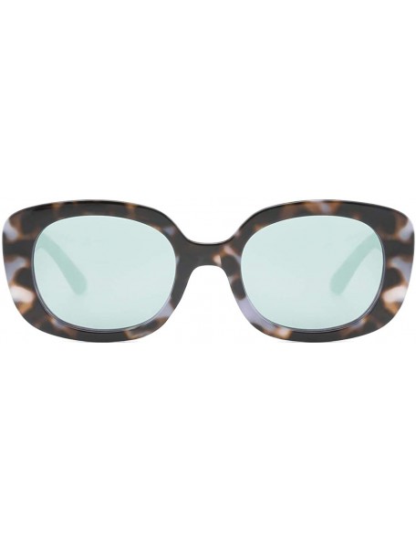 Oval Retro Sunglasses for Women Thick Transparent Frame Rectangle Shape UV400 Eyewear - Marble Texture - CW18Z0CNU2Q $13.30