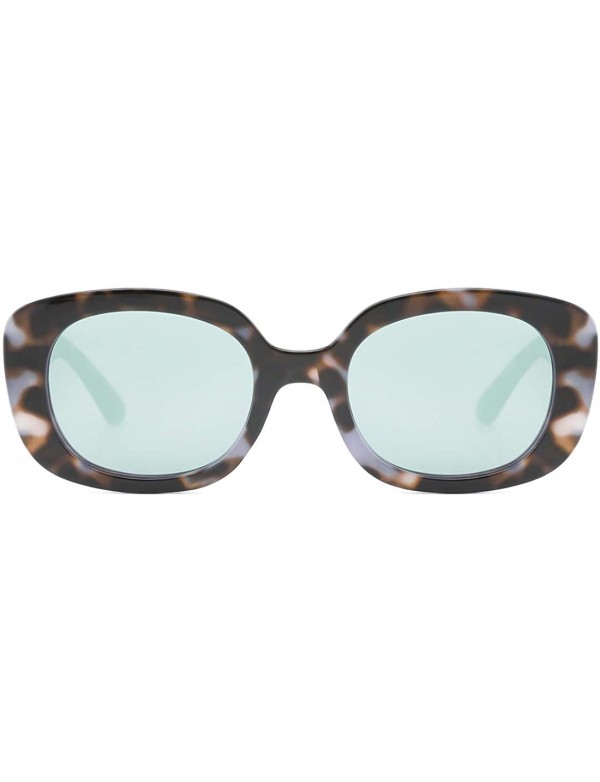 Oval Retro Sunglasses for Women Thick Transparent Frame Rectangle Shape UV400 Eyewear - Marble Texture - CW18Z0CNU2Q $13.30