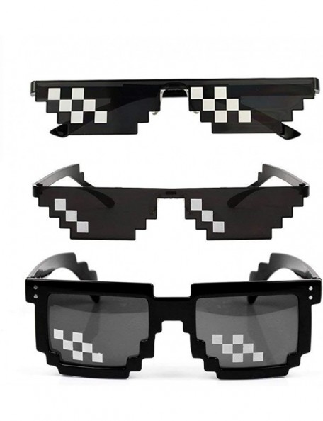 Rectangular Mosaic Glasses Deal With It 8 Bit Pixel MLG Shades Unisex Sunglasses Toy - 3 Pack - CL18TTACQX0 $18.56
