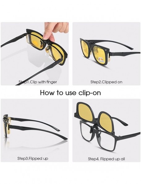 Aviator Clip-on Sunglasses Unisex Polarized Frameless Lens Flip Up Clip on Sunglasses Eyeglass-1-Piece clip on glasses - C618...