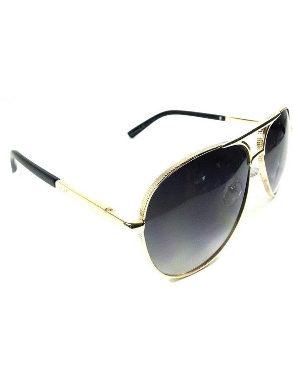 Aviator Coin Edge Metallic Aviator Sunglasses - Gold - CW12NS3G5S4 $13.79