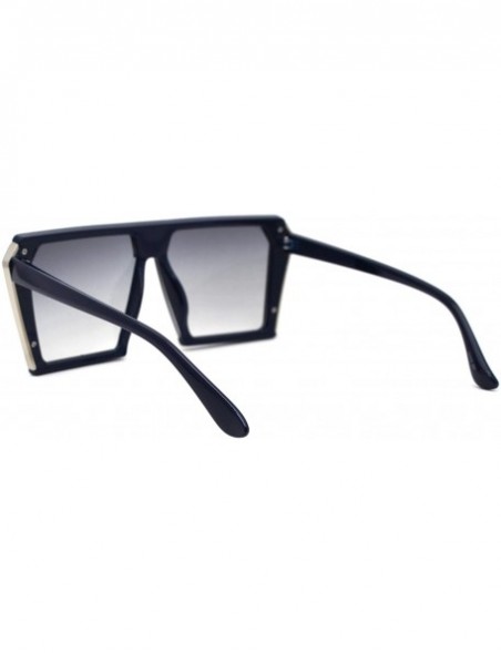 Rectangular Squared Angular Flat Top Mobster Retro Plastic Sunglasses - Navy Smoke - CP1969W9ORE $10.91