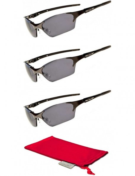 Rectangular Rimless Gafas De Sol Mirror Triathlon Running Cycling Sunglasses - 3 Pack Gunmedal - CY12BHT1YLD $13.32