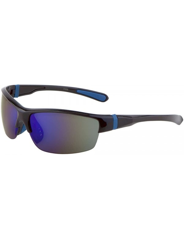 Wrap Men Sport Wrap Around Sunglasses Driving Motocycle Sport Golf Eyewear - Mj0084-black/Blue - C317Z5ZQ3KI $10.75