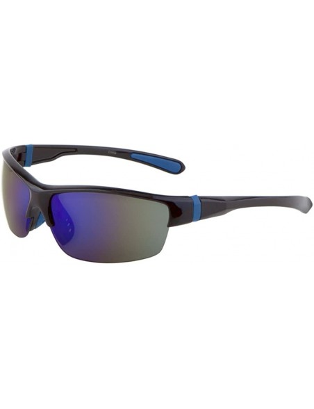Wrap Men Sport Wrap Around Sunglasses Driving Motocycle Sport Golf Eyewear - Mj0084-black/Blue - C317Z5ZQ3KI $10.75