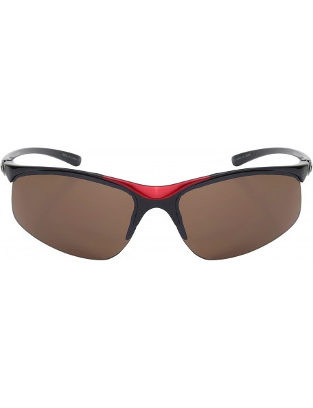 Semi-rimless Sleek Semi Rimless Sports Sunglasses w/Flash Mirror Lens 570082MT-FM - Red - C012GFH4RL1 $9.29