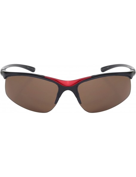 Semi-rimless Sleek Semi Rimless Sports Sunglasses w/Flash Mirror Lens 570082MT-FM - Red - C012GFH4RL1 $9.29