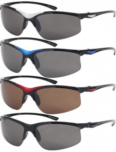 Semi-rimless Sleek Semi Rimless Sports Sunglasses w/Flash Mirror Lens 570082MT-FM - Red - C012GFH4RL1 $9.29