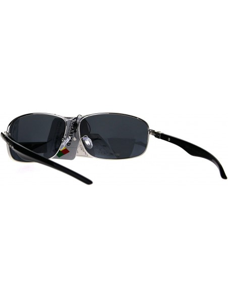 Sport Polarized Xloop Rectangular Metal Rim Warp Sport Mens Sunglasses - Silver Black - CU188HLEK9L $11.21