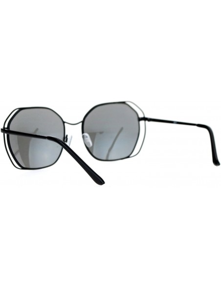 Square Chic Designer Fashion Sunglasses Womens Square Metal Frame UV 400 - Black (Silver Mirror) - CY187C9AN6O $12.68