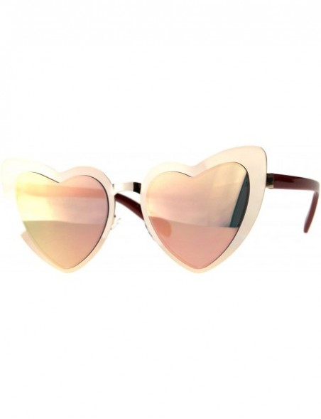 Oversized Heart Shape Sunglasses Metal Frame Lolita Fashion Shades UV 400 - Rose Gold (Pink Mirror) - CE18EIE2SDG $12.46