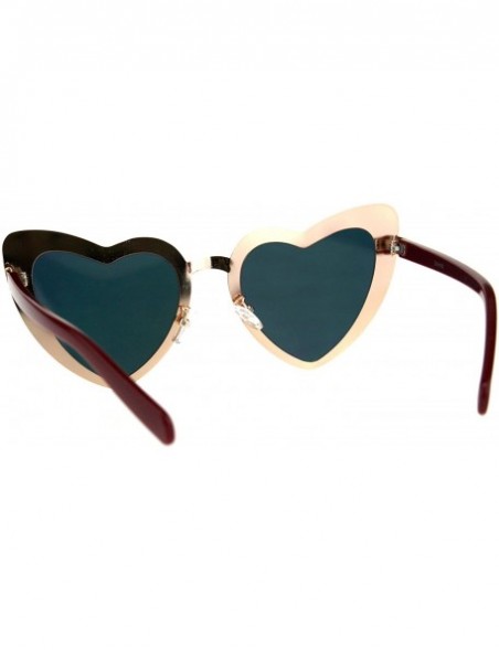 Oversized Heart Shape Sunglasses Metal Frame Lolita Fashion Shades UV 400 - Rose Gold (Pink Mirror) - CE18EIE2SDG $12.46