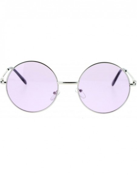 Round Color Lens Retro Vintage Style Round Circle Hippie Groovy Sunglasses - Purple - CF11WTJ2M99 $7.71