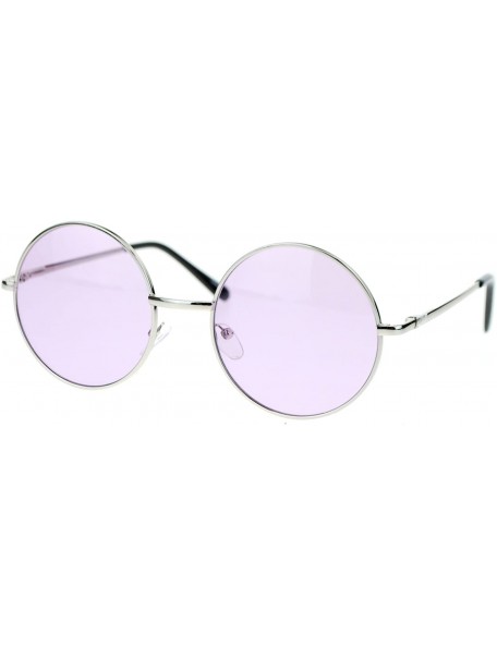 Round Color Lens Retro Vintage Style Round Circle Hippie Groovy Sunglasses - Purple - CF11WTJ2M99 $7.71