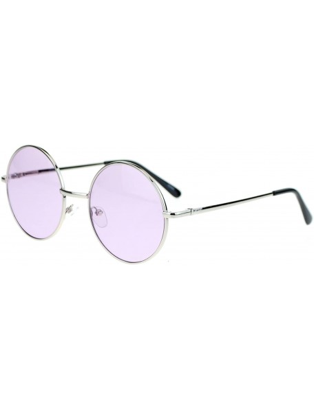 Round Color Lens Retro Vintage Style Round Circle Hippie Groovy Sunglasses - Purple - CF11WTJ2M99 $7.71