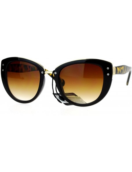Cat Eye Metal Brow Oversize Cat Eye Designer Sunglasses - Brown Tortoise - CE12HJTTTDP $14.40