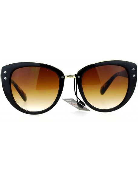 Cat Eye Metal Brow Oversize Cat Eye Designer Sunglasses - Brown Tortoise - CE12HJTTTDP $14.40