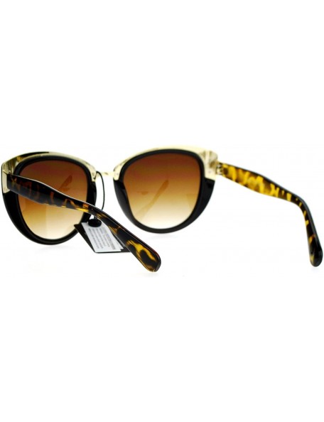 Cat Eye Metal Brow Oversize Cat Eye Designer Sunglasses - Brown Tortoise - CE12HJTTTDP $14.40