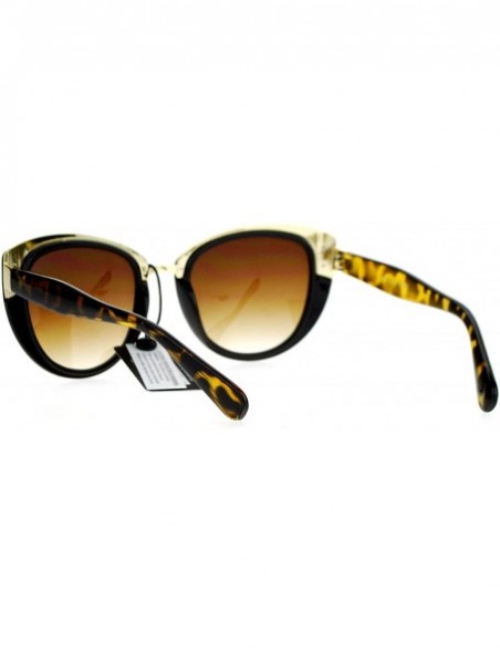 Cat Eye Metal Brow Oversize Cat Eye Designer Sunglasses - Brown Tortoise - CE12HJTTTDP $14.40